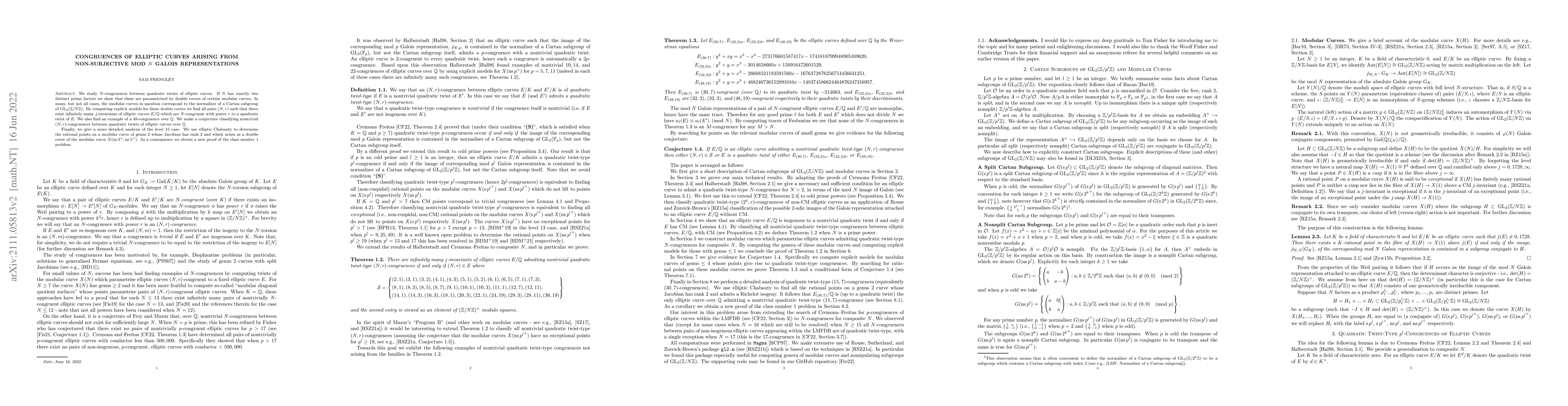 Thumbnail for Congruences of elliptic curves arising from non-surjective mod $N$
  Galois representations