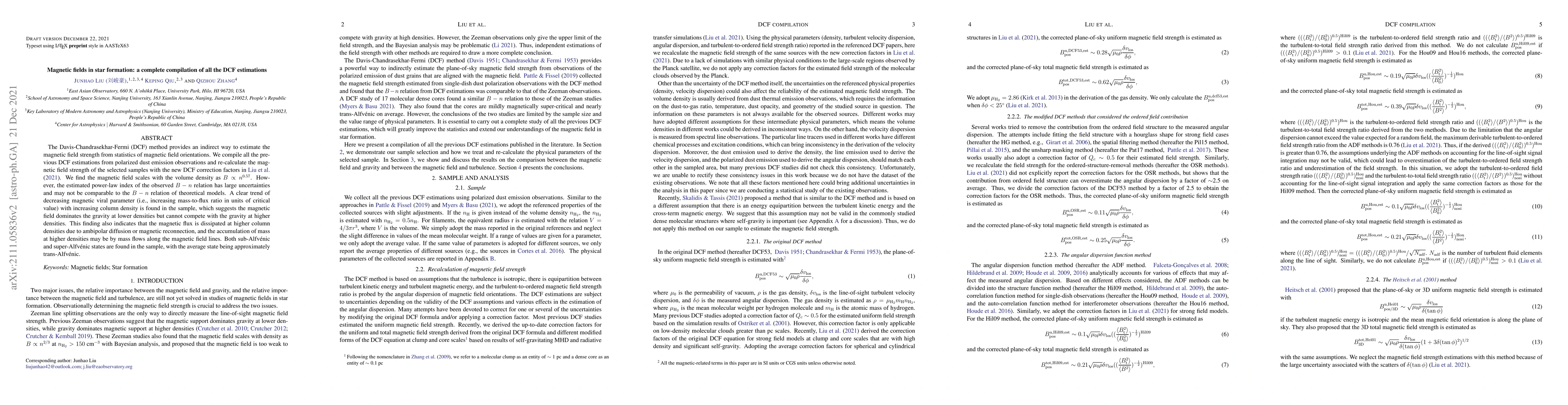 Thumbnail for Magnetic fields in star formation: a complete compilation of all the DCF
  estimations