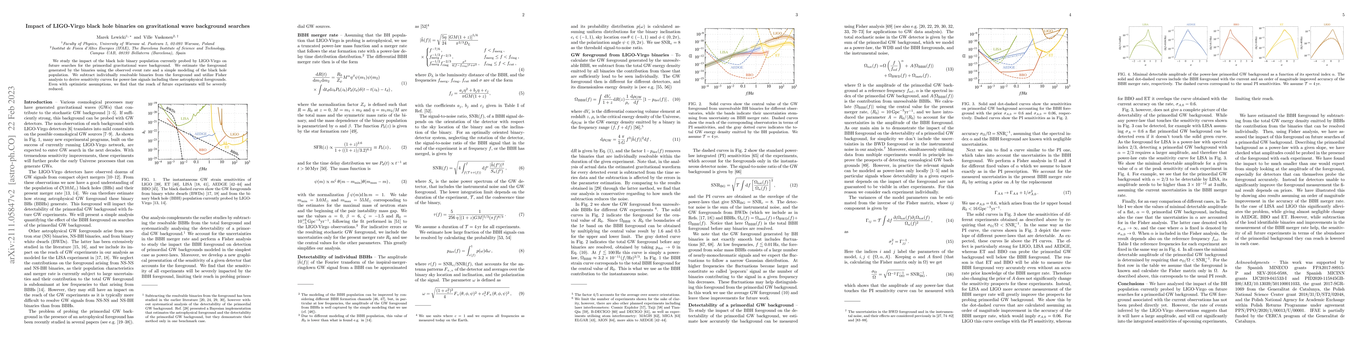 Thumbnail for Impact of LIGO-Virgo black hole binaries on gravitational wave
  background searches