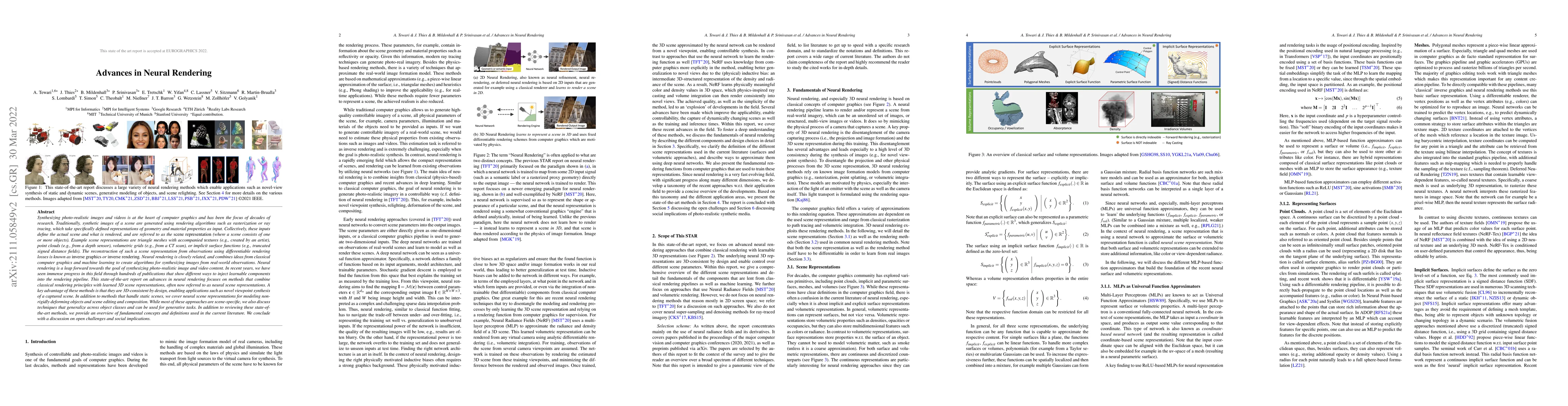 Thumbnail for Advances in Neural Rendering
