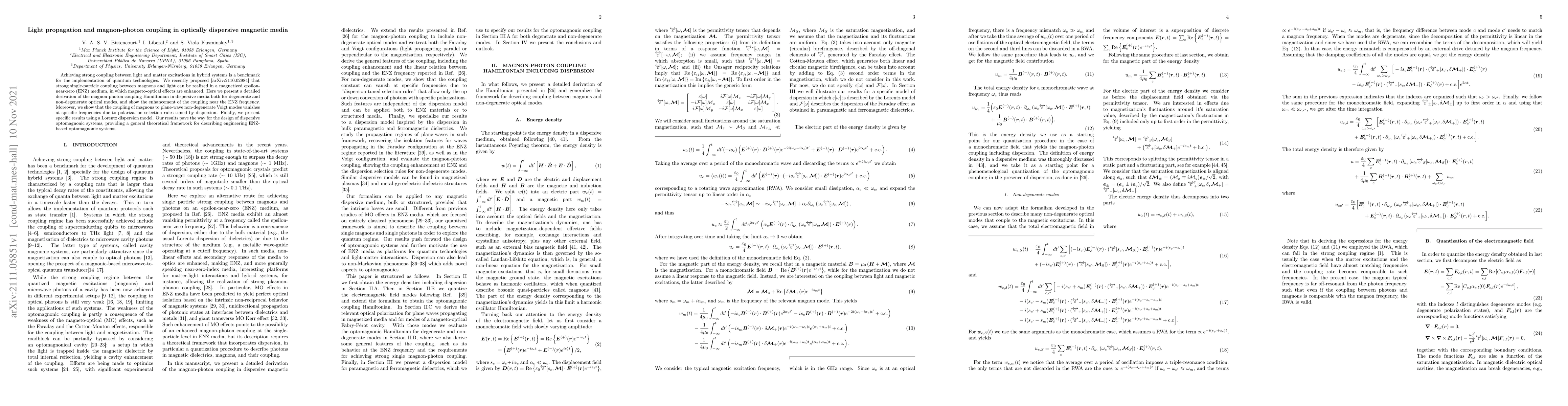 Thumbnail for Light propagation and magnon-photon coupling in optically dispersive
  magnetic media