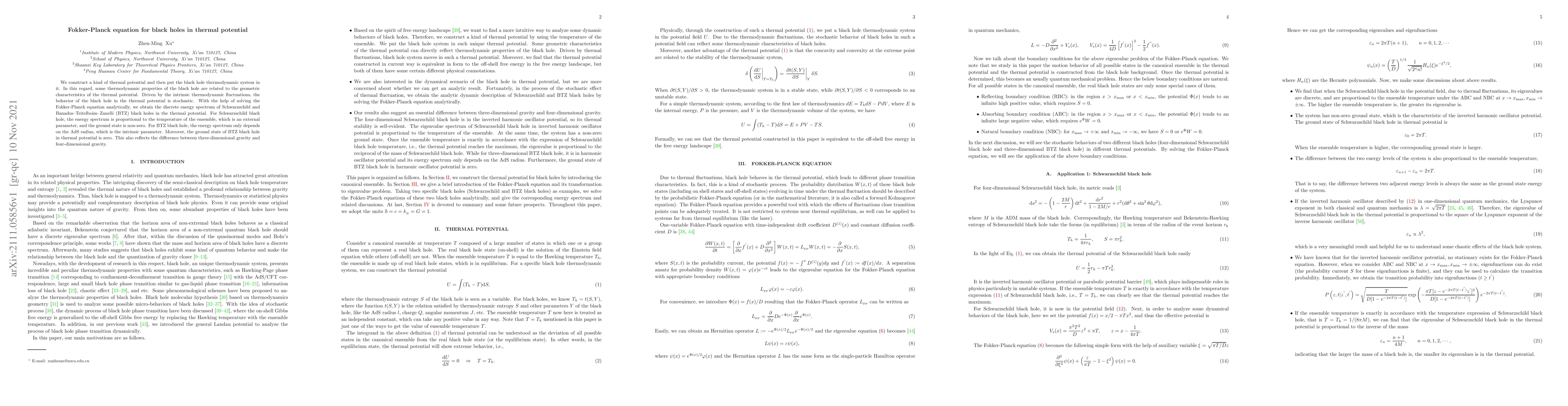 Thumbnail for Fokker-Planck equation for black holes in thermal potential
