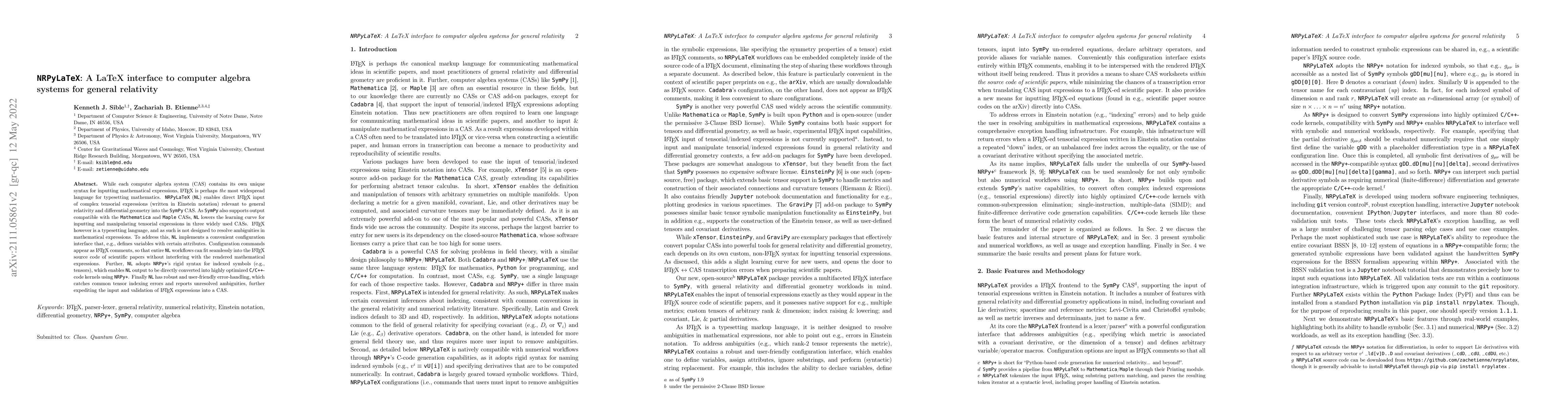 Thumbnail for NRPyLaTeX: A LaTeX interface to computer algebra systems for general
  relativity