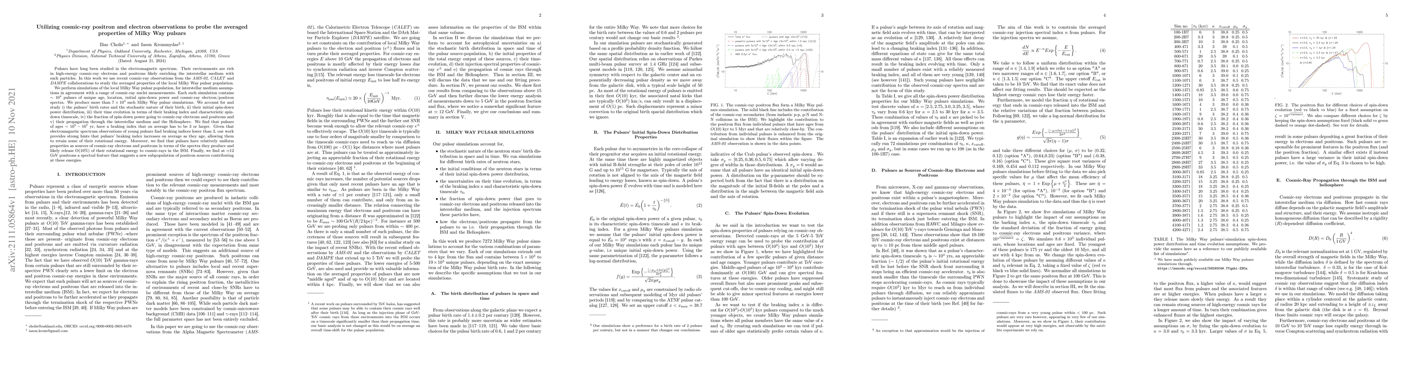 Thumbnail for Utilizing cosmic-ray positron and electron observations to probe the
  averaged properties of Milky Way pulsars