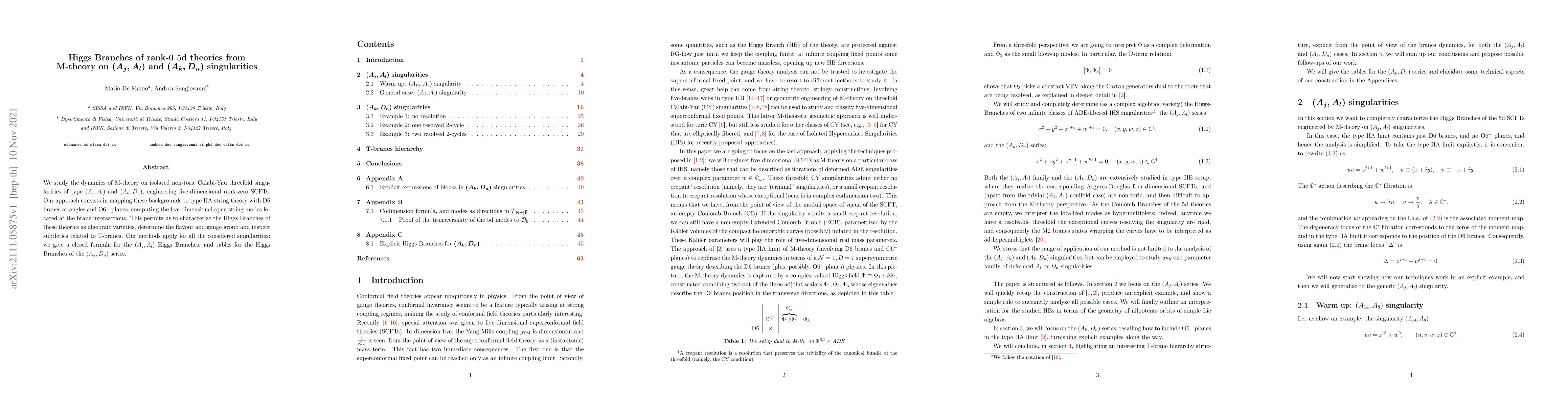 Thumbnail for Higgs Branches of rank-0 5d theories from M-theory on $(A_j,A_l)$ and
  $(A_k,D_n)$ singularities