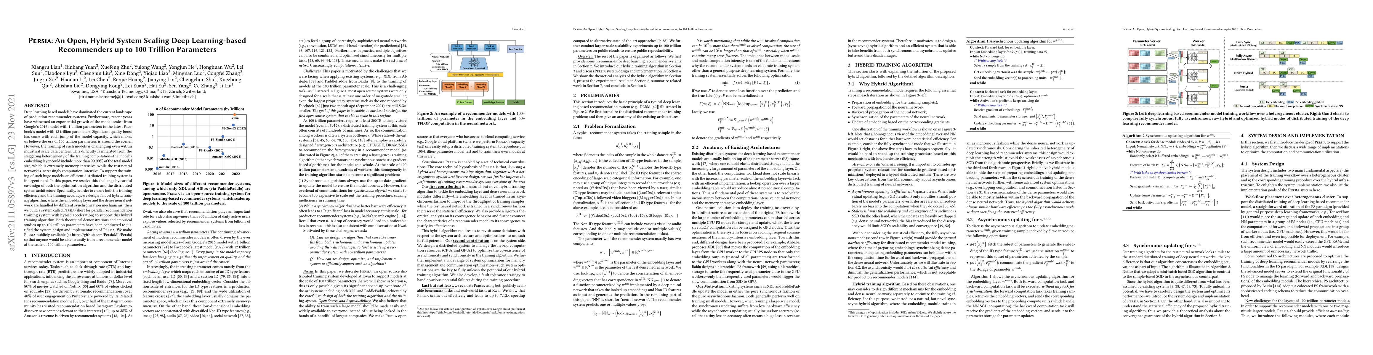 Thumbnail for Persia: An Open, Hybrid System Scaling Deep Learning-based Recommenders
  up to 100 Trillion Parameters