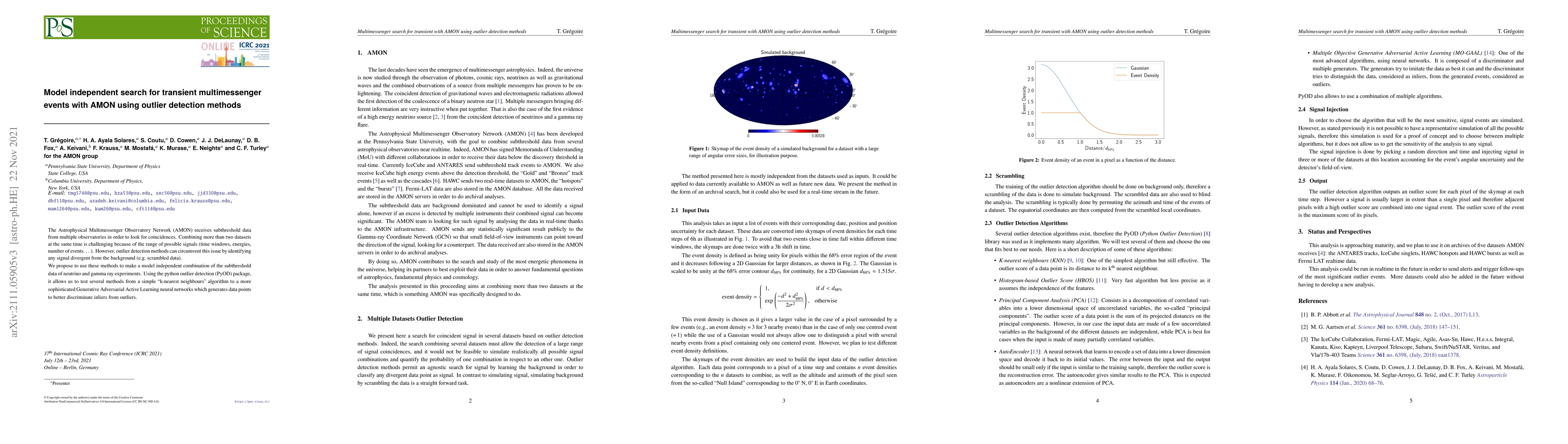 Thumbnail for Model independent search for transient multimessenger events with AMON
  using outlier detection methods