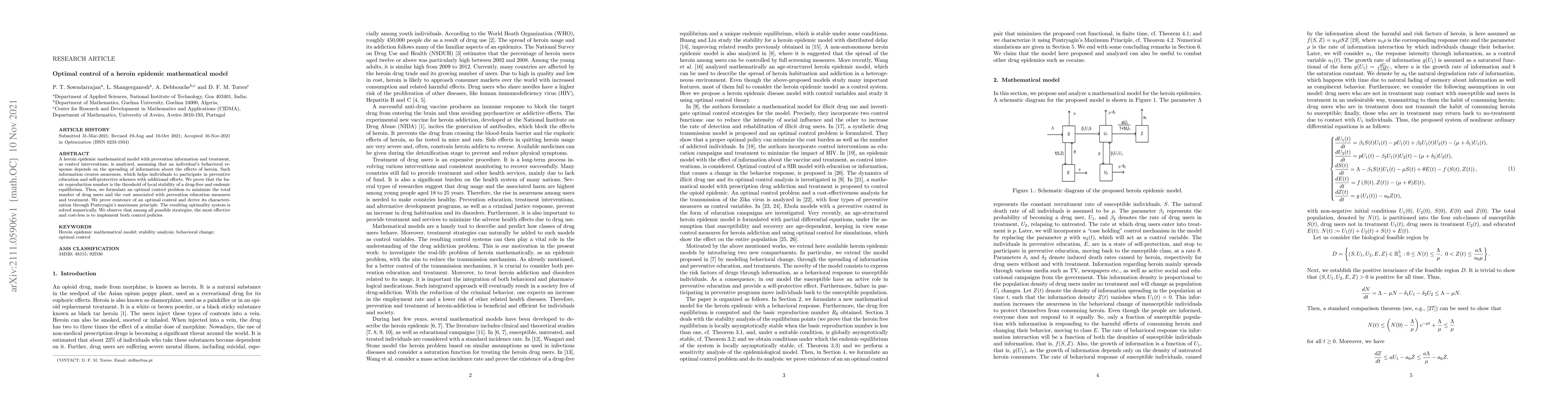 Thumbnail for Optimal control of a heroin epidemic mathematical model