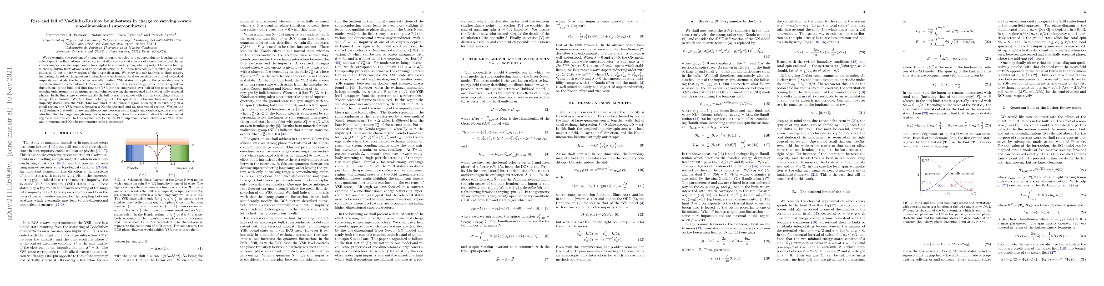 Thumbnail for Rise and fall of Yu-Shiba-Rusinov bound-states in charge conserving
  $s$-wave one-dimensional superconductors