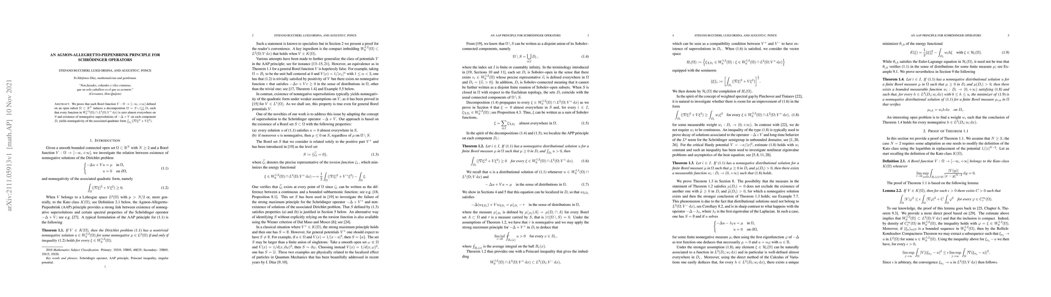 Thumbnail for An Agmon-Allegretto-Piepenbrink principle for Schroedinger operators