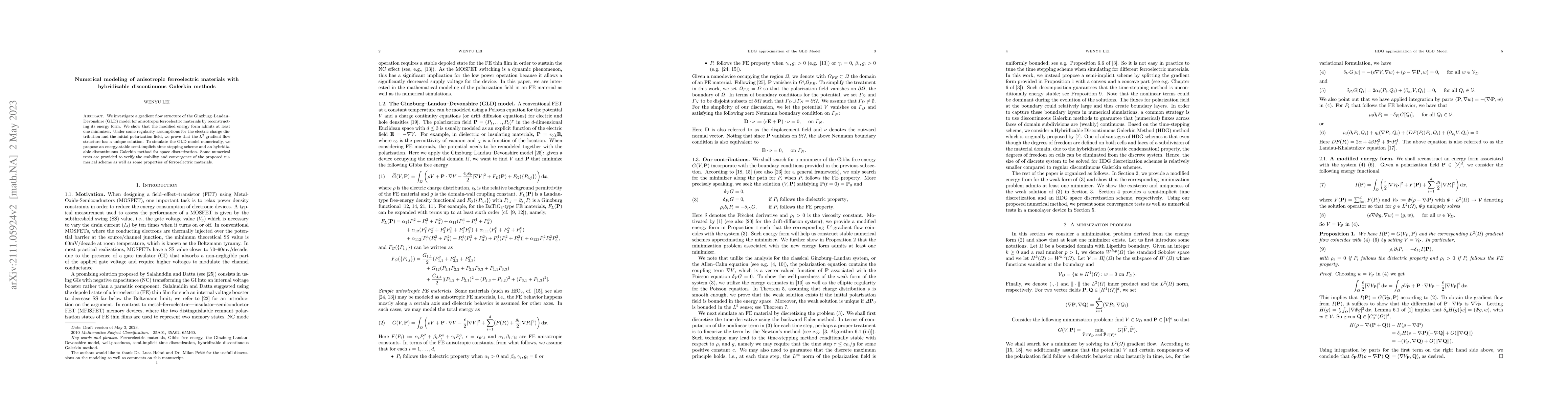Thumbnail for Numerical modeling of anisotropic ferroelectric materials with
  hybridizable discontinuous Galerkin methods