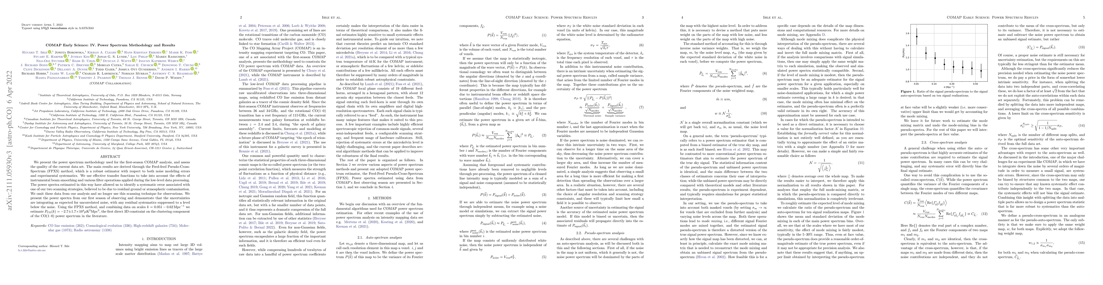 Thumbnail for COMAP Early Science: IV. Power Spectrum Methodology and Results