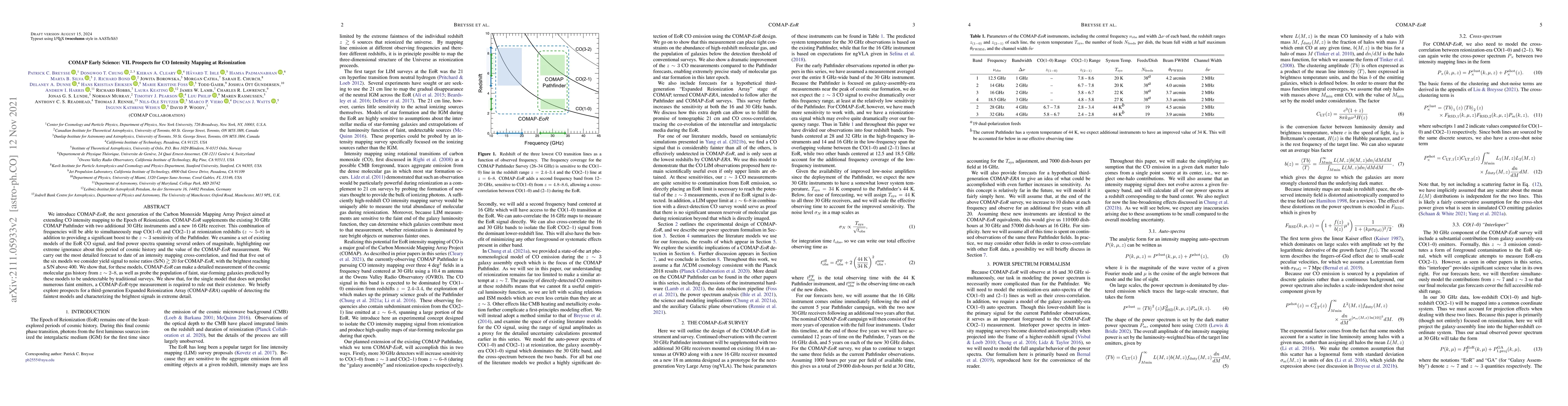 Thumbnail for COMAP Early Science: VII. Prospects for CO Intensity Mapping at
  Reionization