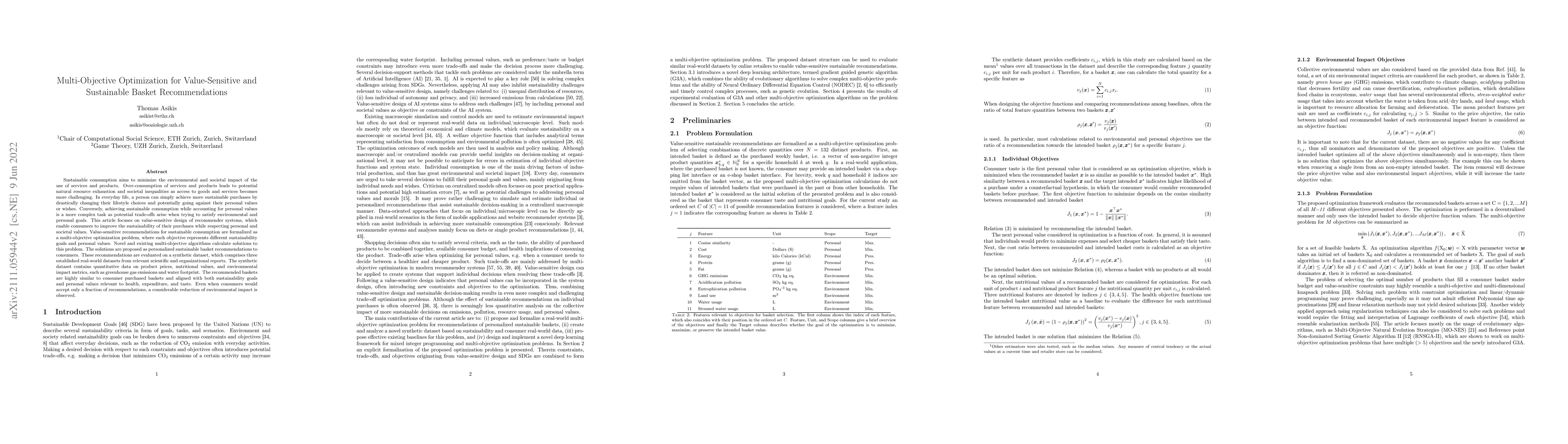 Thumbnail for Multi-Objective Optimization for Value-Sensitive and Sustainable Basket
  Recommendations