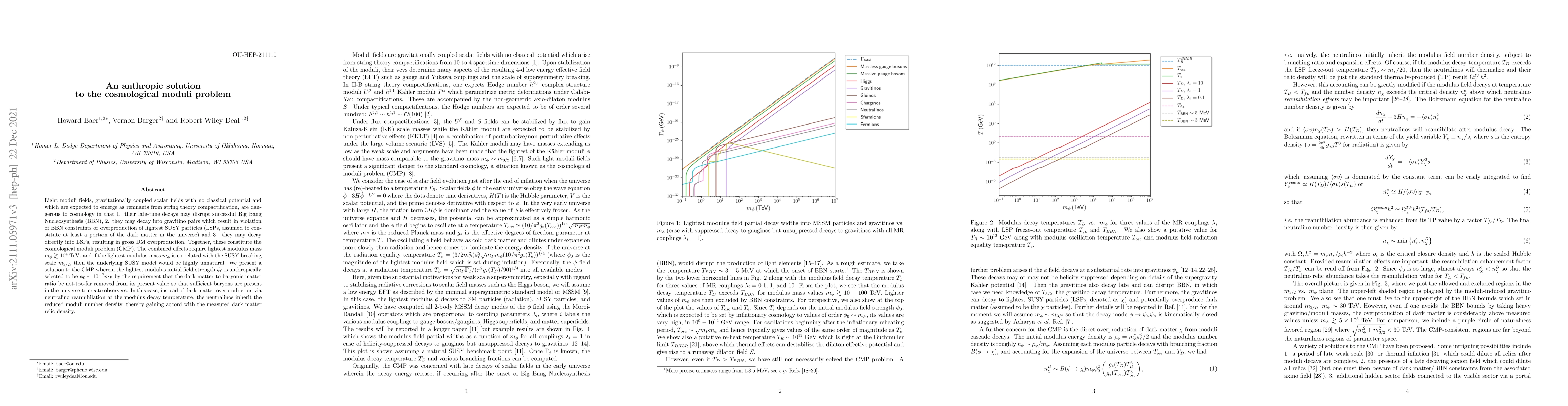 Thumbnail for An anthropic solution to the cosmological moduli problem