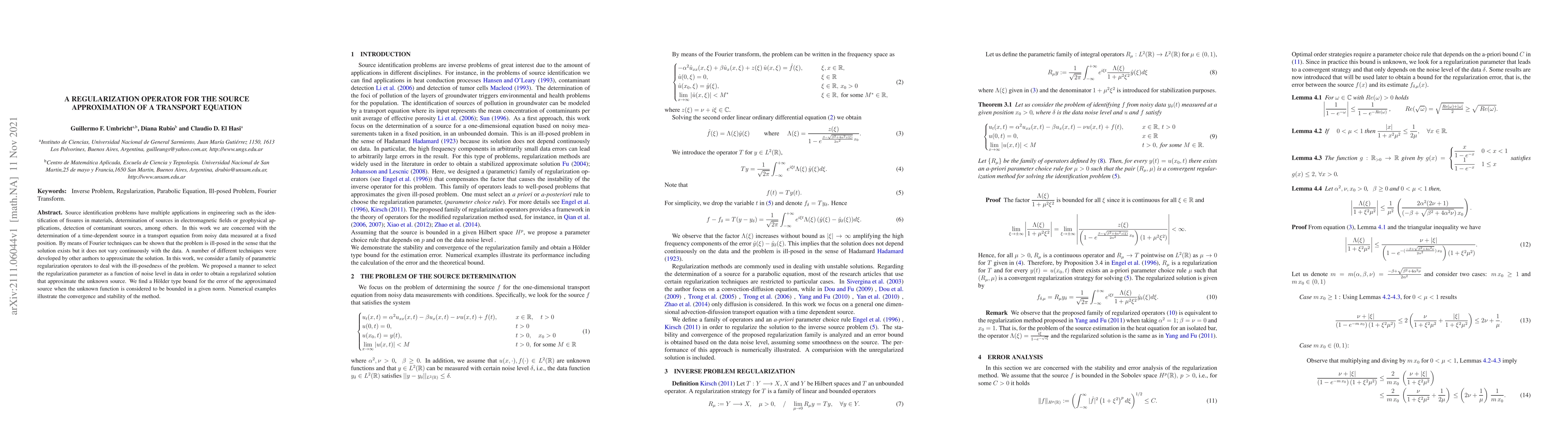Thumbnail for A Regularization Operator for the Source Approximation of a Transport
  Equation