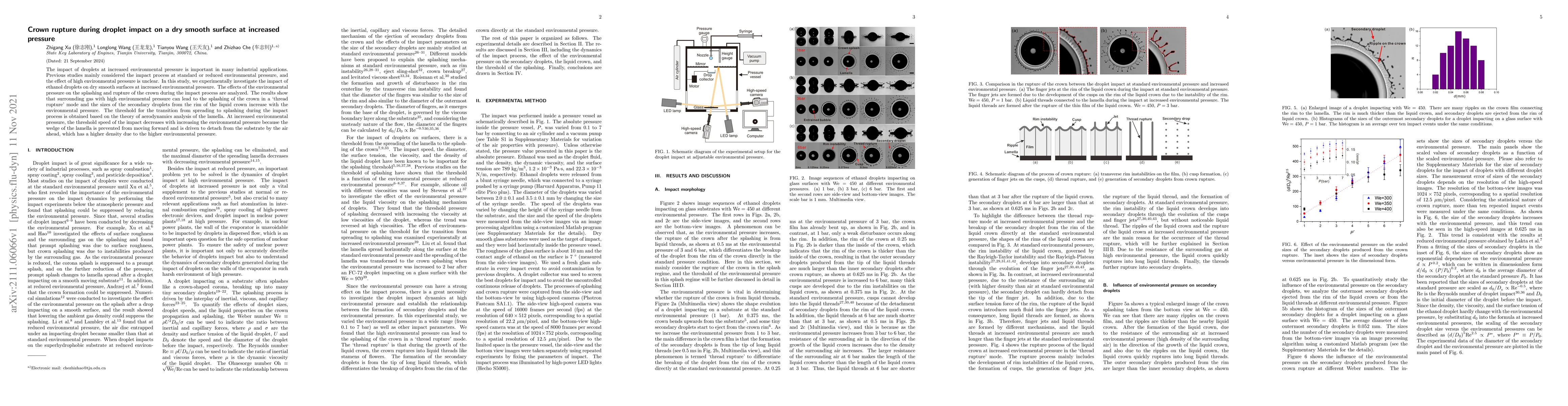 Thumbnail for Crown rupture during droplet impact on a dry smooth surface at increased
  pressure
