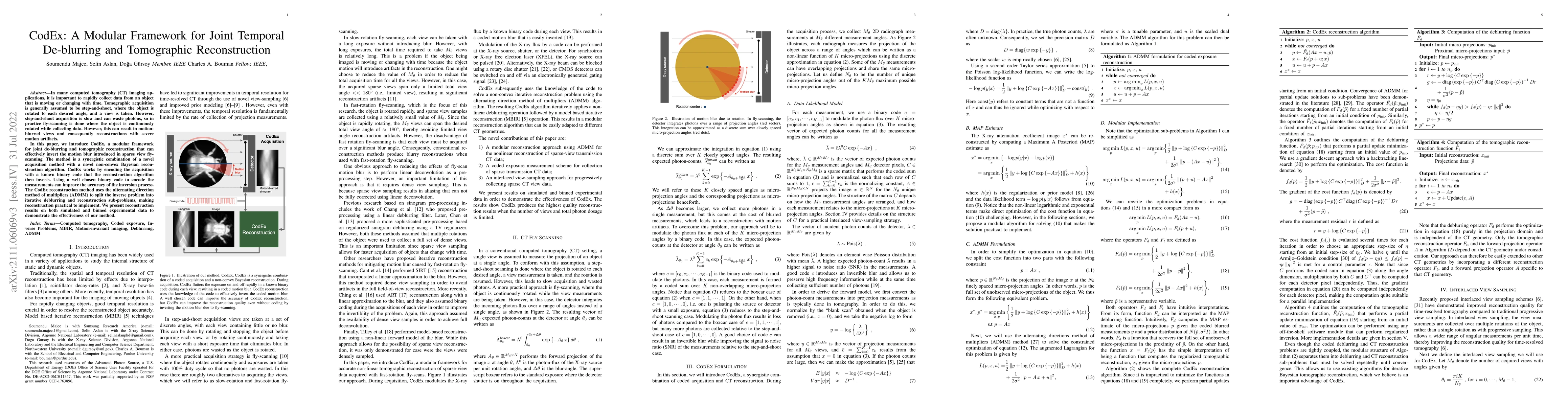 Thumbnail for CodEx: A Modular Framework for Joint Temporal De-blurring and
  Tomographic Reconstruction
