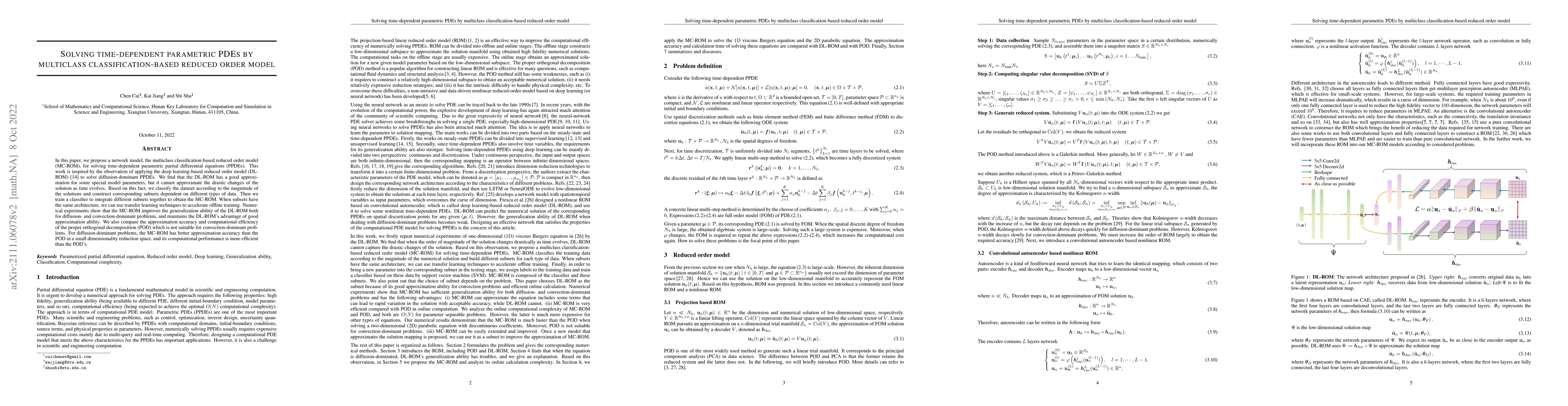 Thumbnail for Solving time-dependent parametric PDEs by multiclass
  classification-based reduced order model