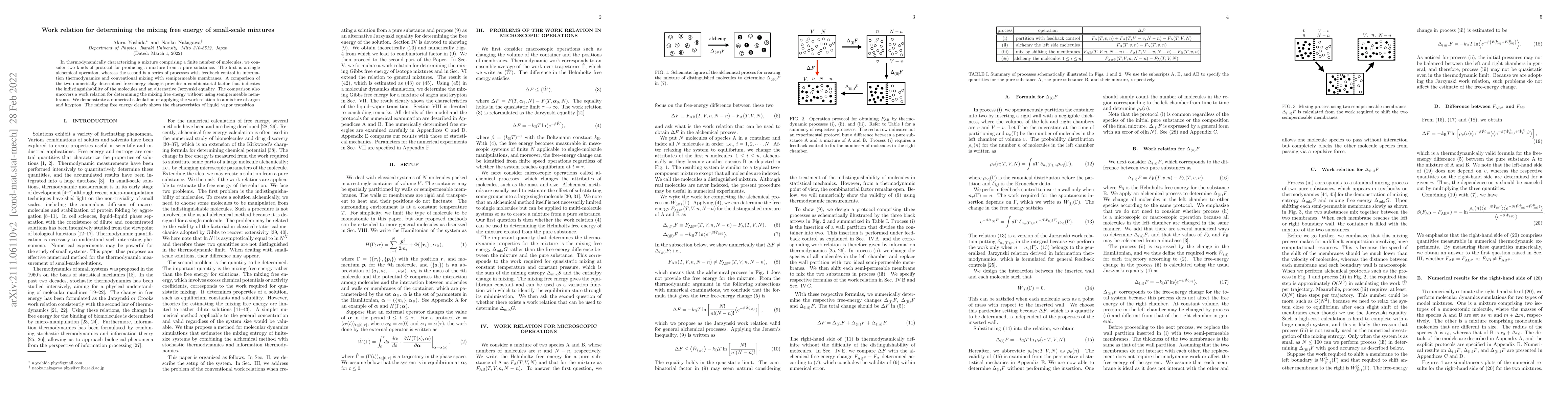 Thumbnail for Work relation for determining the mixing free energy of small-scale
  mixtures