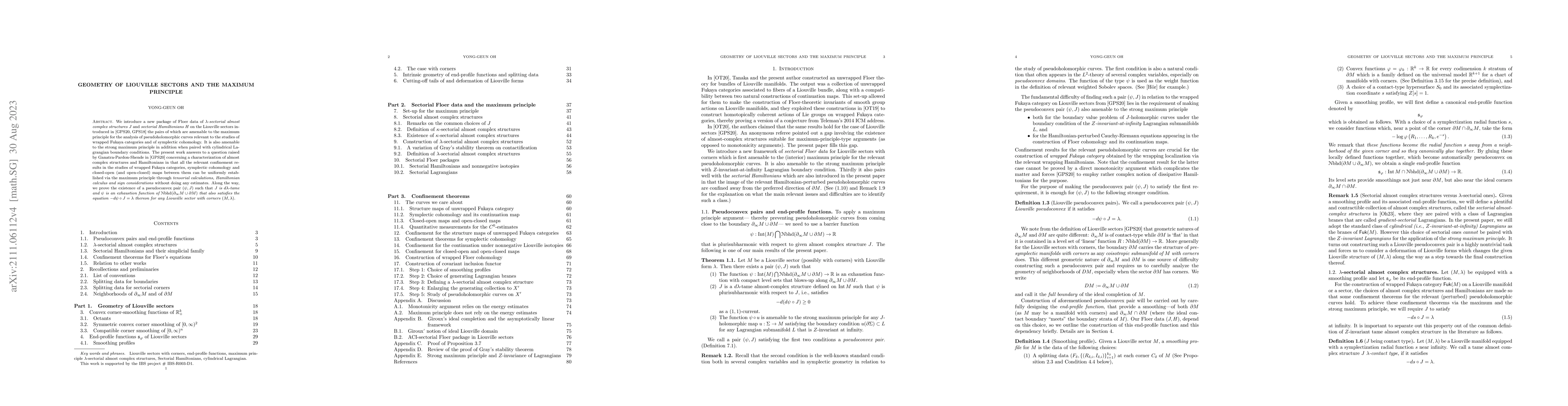 Thumbnail for Geometry of Liouville sectors and the maximum principle