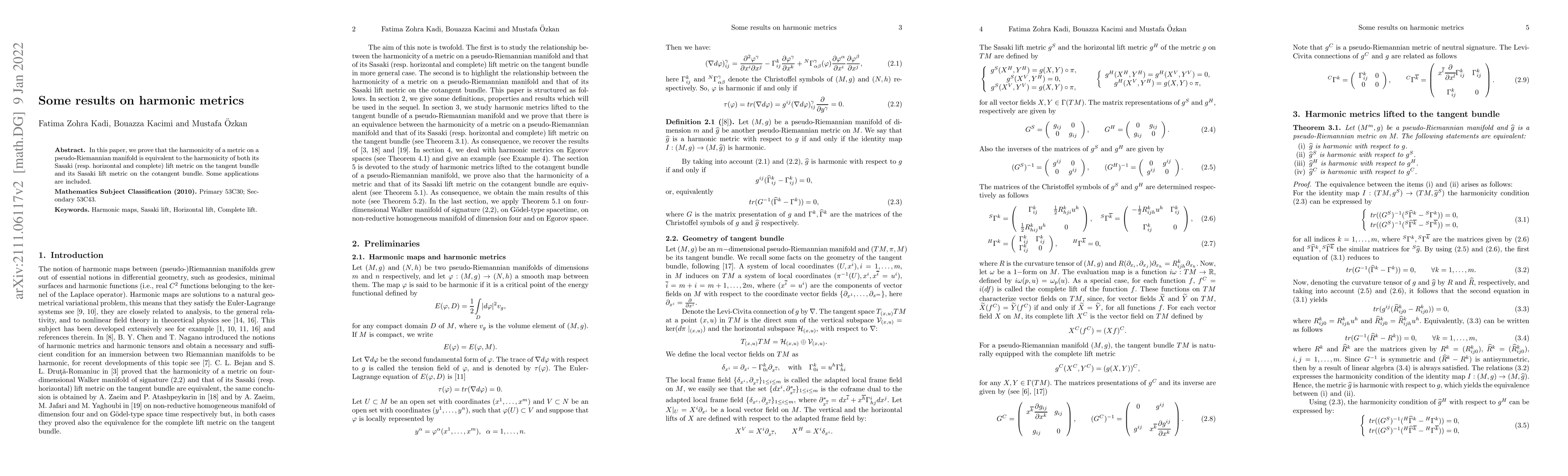 Thumbnail for Some results on harmonic metrics
