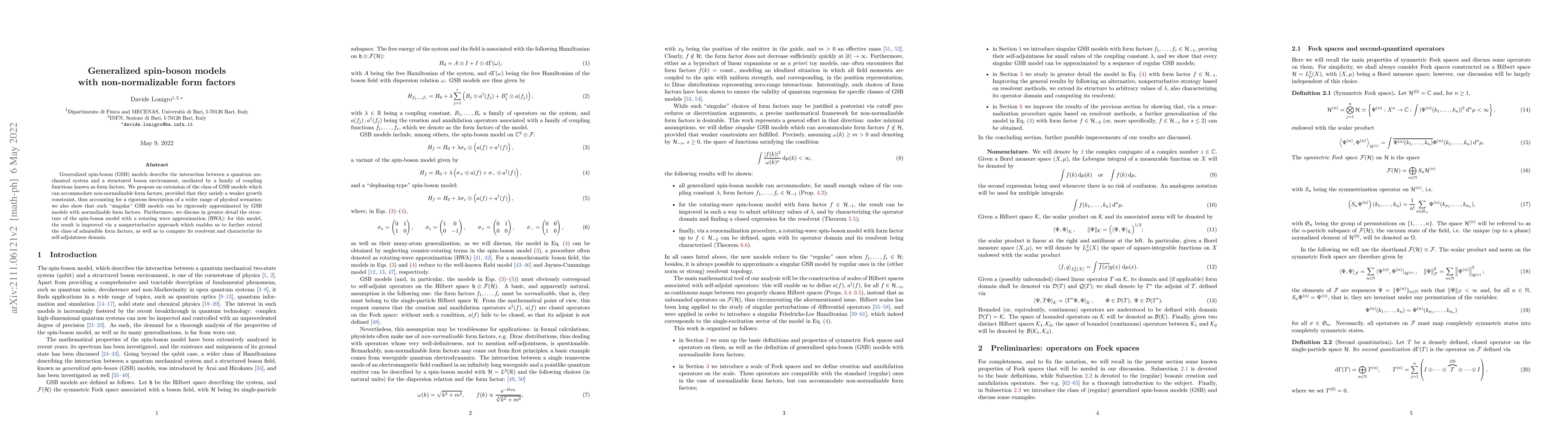 Thumbnail for Generalized spin-boson models with non-normalizable form factors