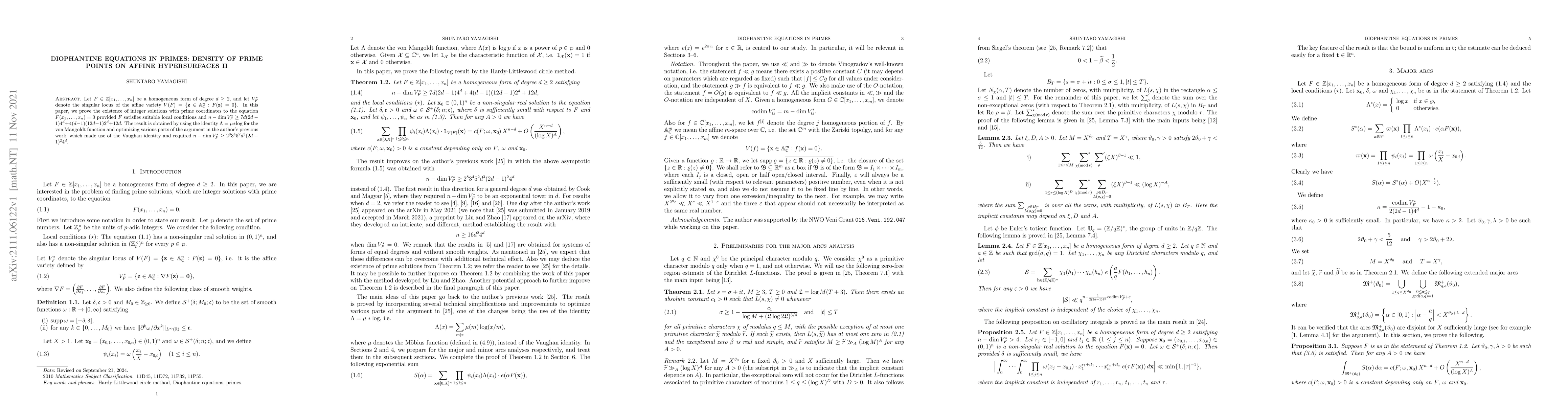 Thumbnail for Diophantine equations in primes: density of prime points on affine
  hypersurfaces II