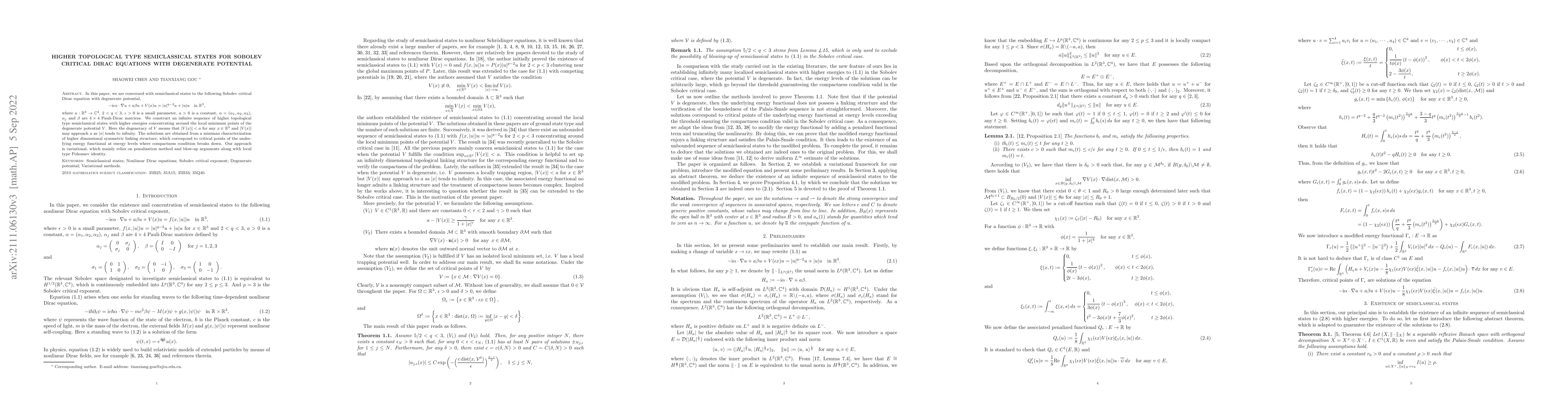 Thumbnail for Higher topological type semiclassical states for Sobolev critical Dirac
  equations with degenerate potential