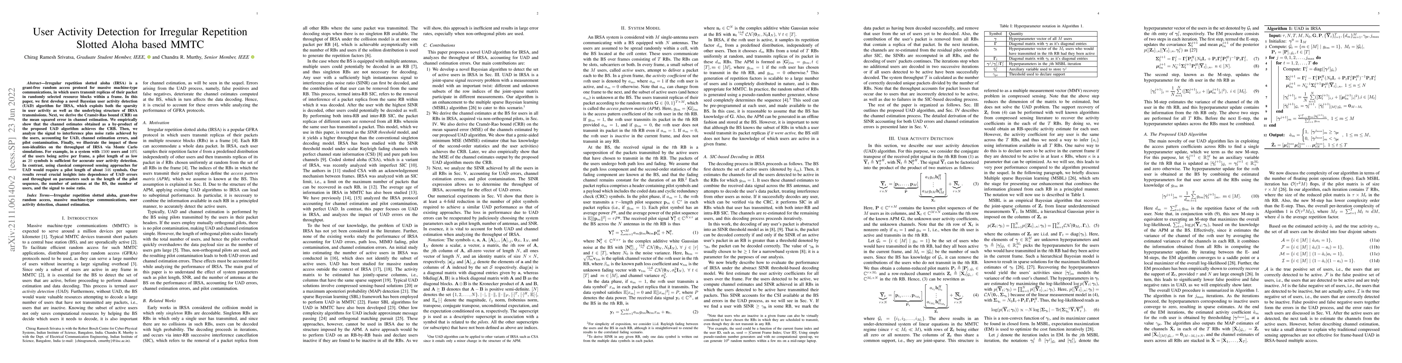 Thumbnail for User Activity Detection for Irregular Repetition Slotted Aloha based
  MMTC