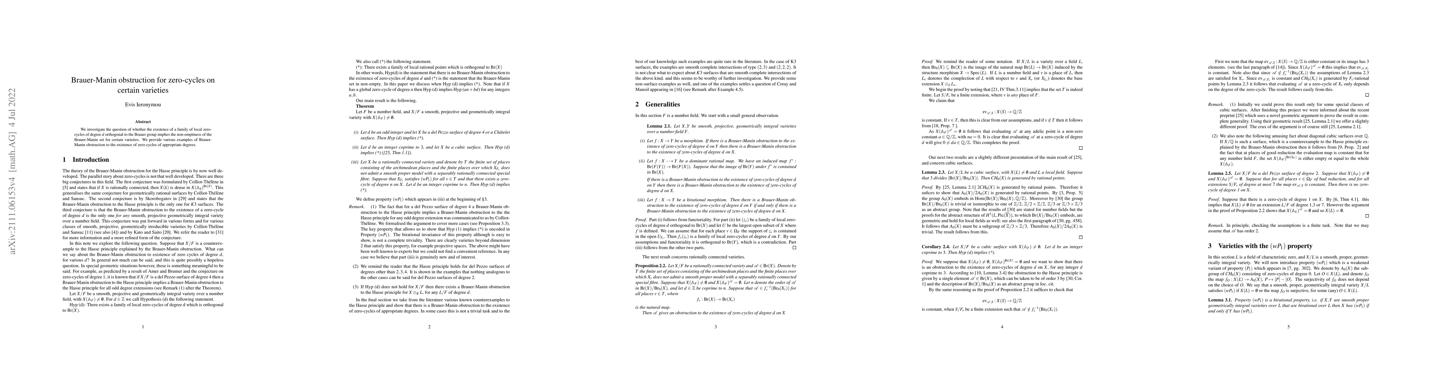 Thumbnail for Brauer-Manin obstruction for zero-cycles on certain varieties