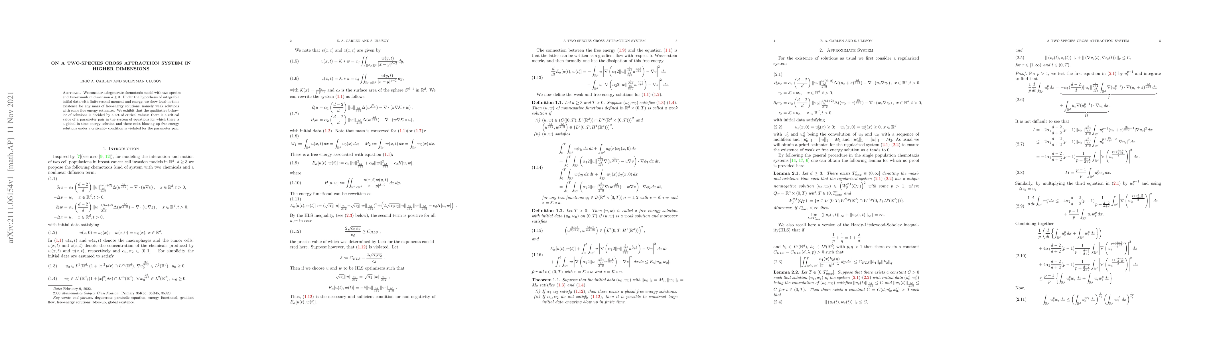 Thumbnail for On a two-species cross attraction system in higher dimensions