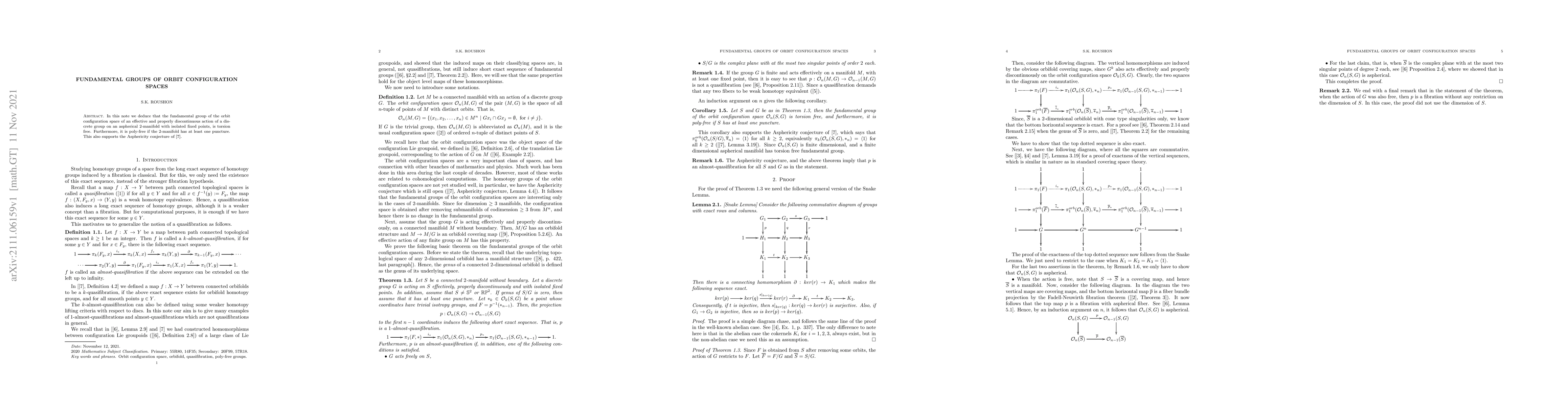 Thumbnail for Almost-quasifibrations and fundamental groups of orbit configuration
  spaces
