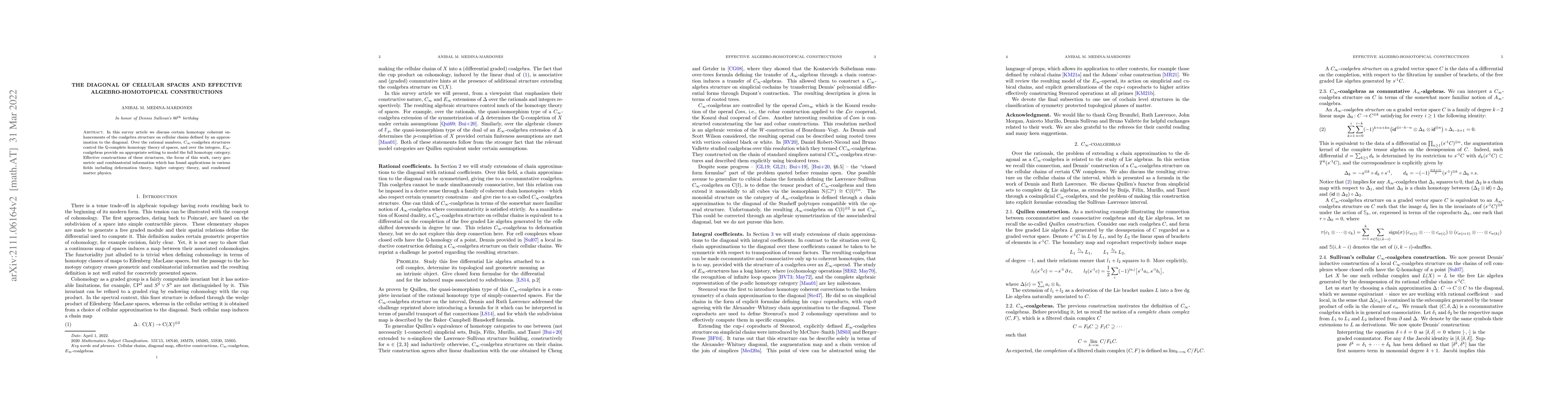 Thumbnail for The diagonal of cellular spaces and effective algebro-homotopical
  constructions