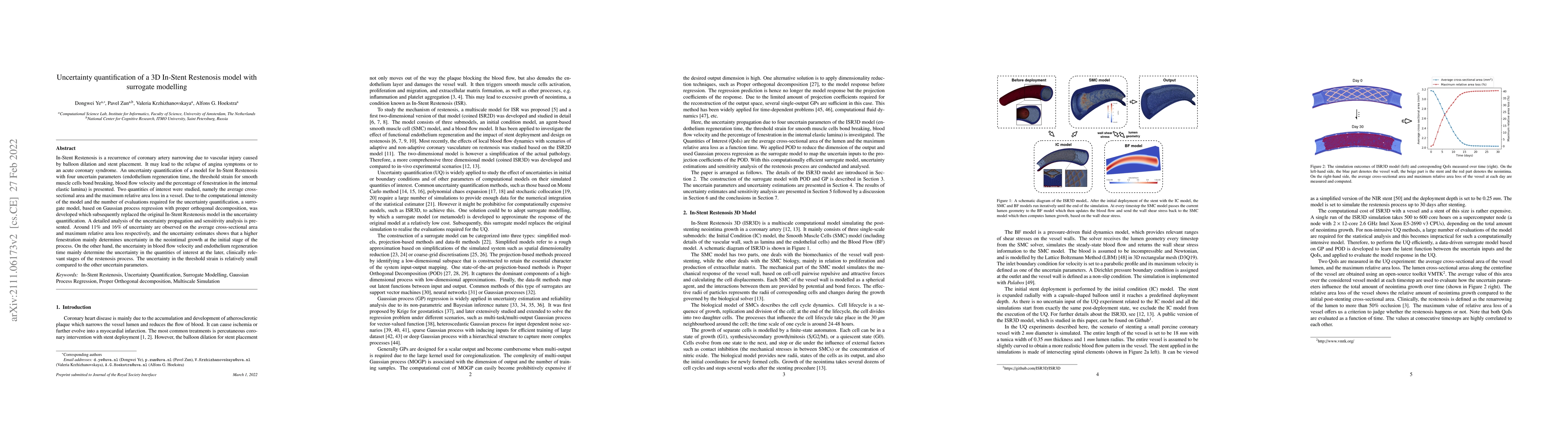 Thumbnail for Uncertainty quantification of a three-dimensional in-stent restenosis
  model with surrogate modelling