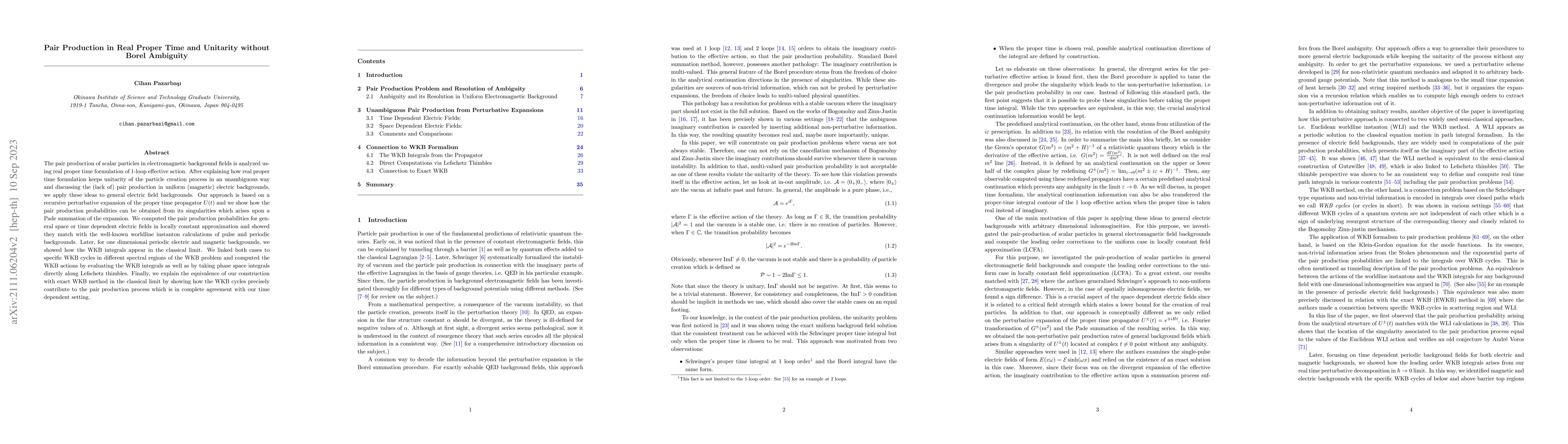 Thumbnail for Pair Production in Real Proper Time and Unitarity Without Borel
  Ambiguity