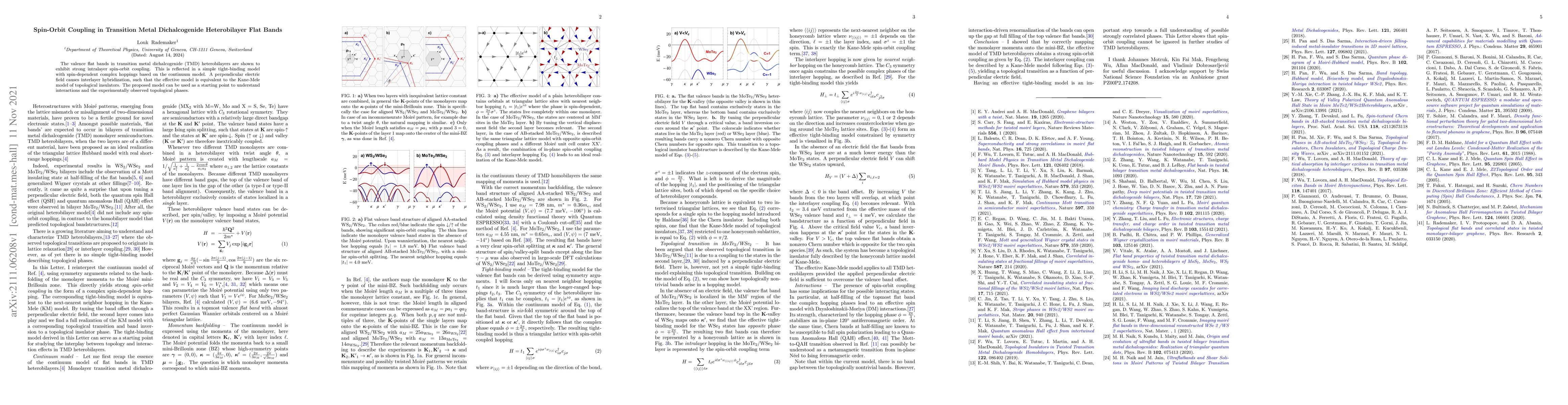 Thumbnail for Spin-Orbit Coupling in Transition Metal Dichalcogenide Heterobilayer
  Flat Bands