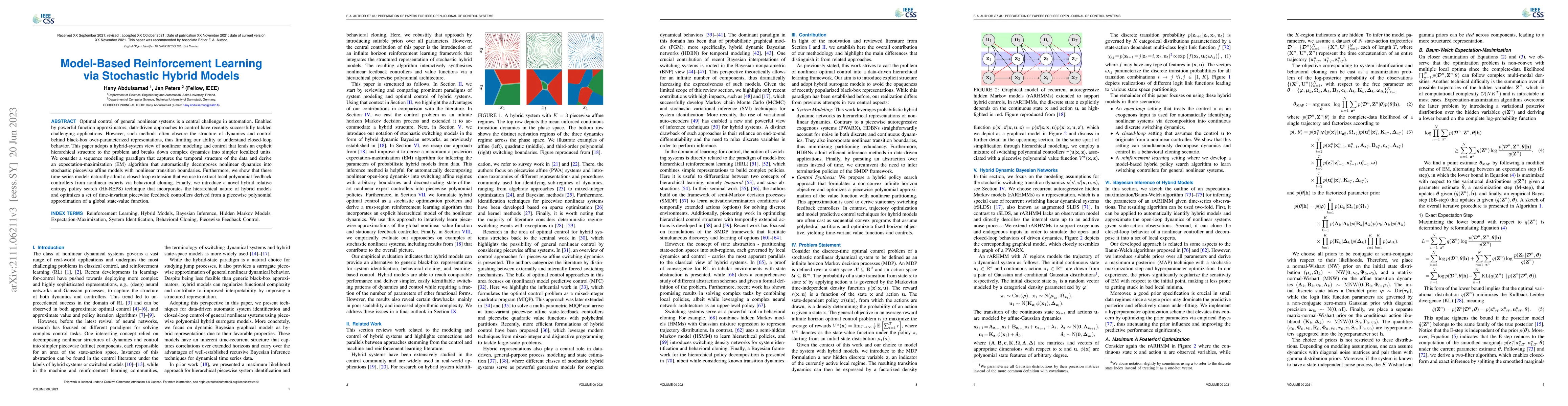 Thumbnail for Model-Based Reinforcement Learning via Stochastic Hybrid Models