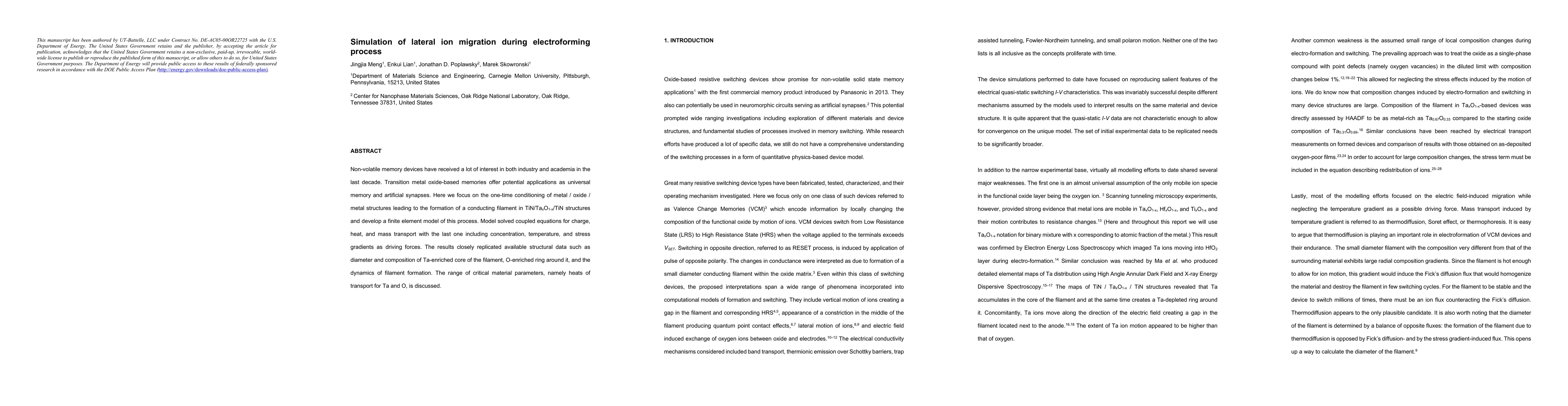 Thumbnail for Simulation of lateral ion migration during electroforming process