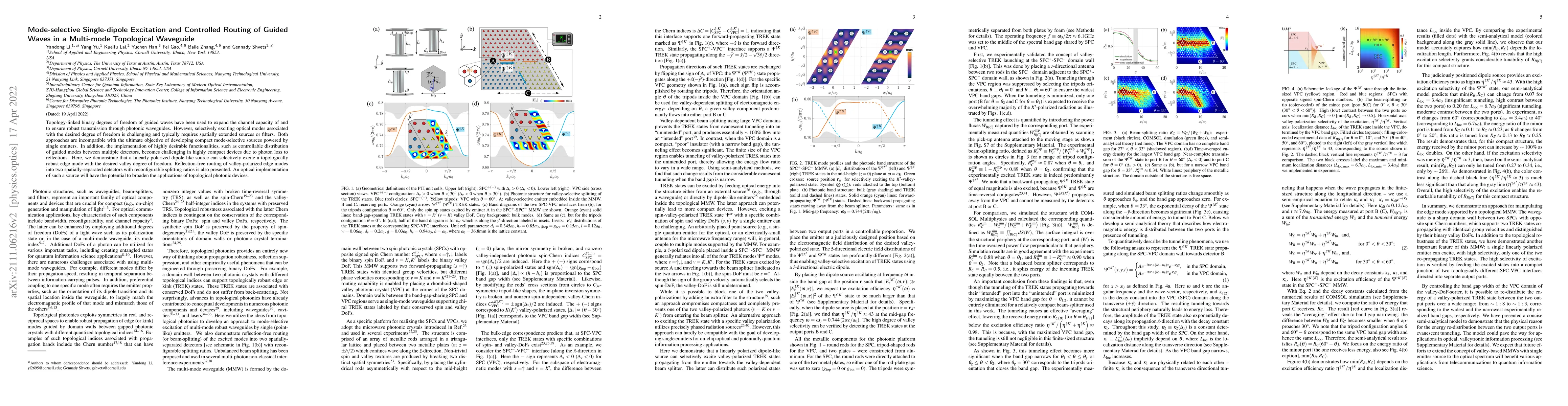 Thumbnail for Mode-selective Single-dipole Excitation and Controlled Routing of Guided
  Waves in a Multi-mode Topological Waveguide
