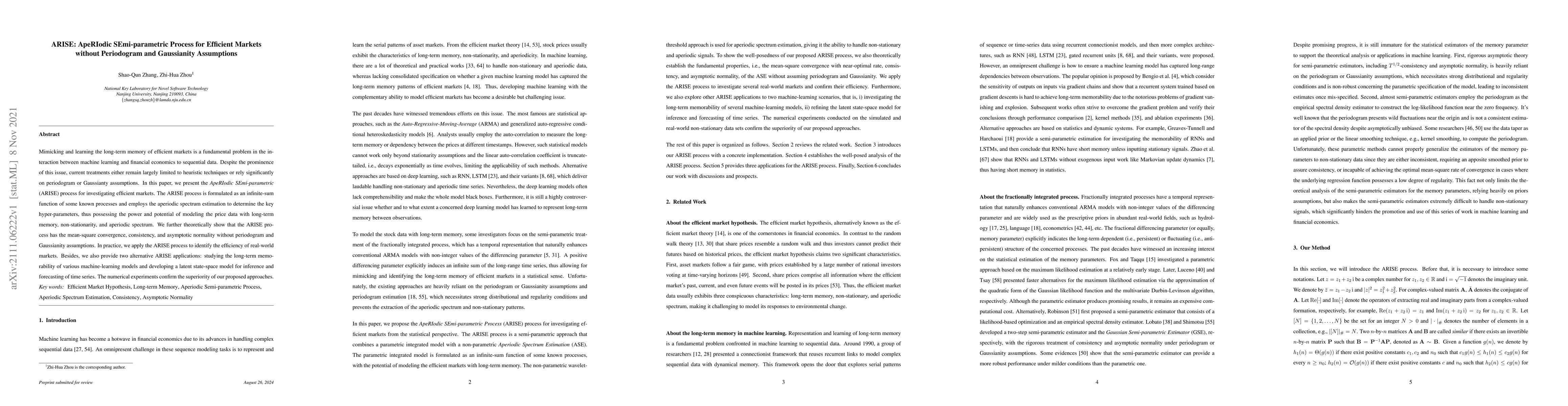 Thumbnail for ARISE: ApeRIodic SEmi-parametric Process for Efficient Markets without
  Periodogram and Gaussianity Assumptions