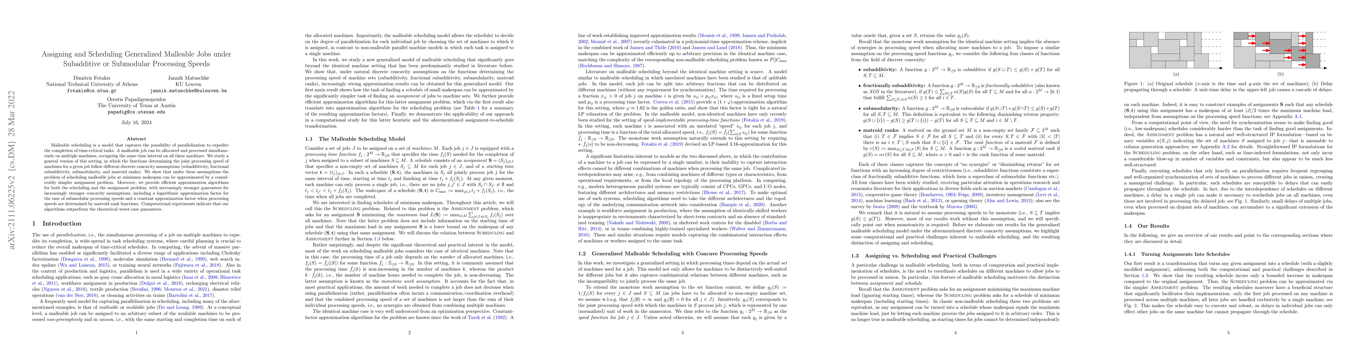 Thumbnail for Assigning and Scheduling Generalized Malleable Jobs under Subadditive or
  Submodular Processing Speeds