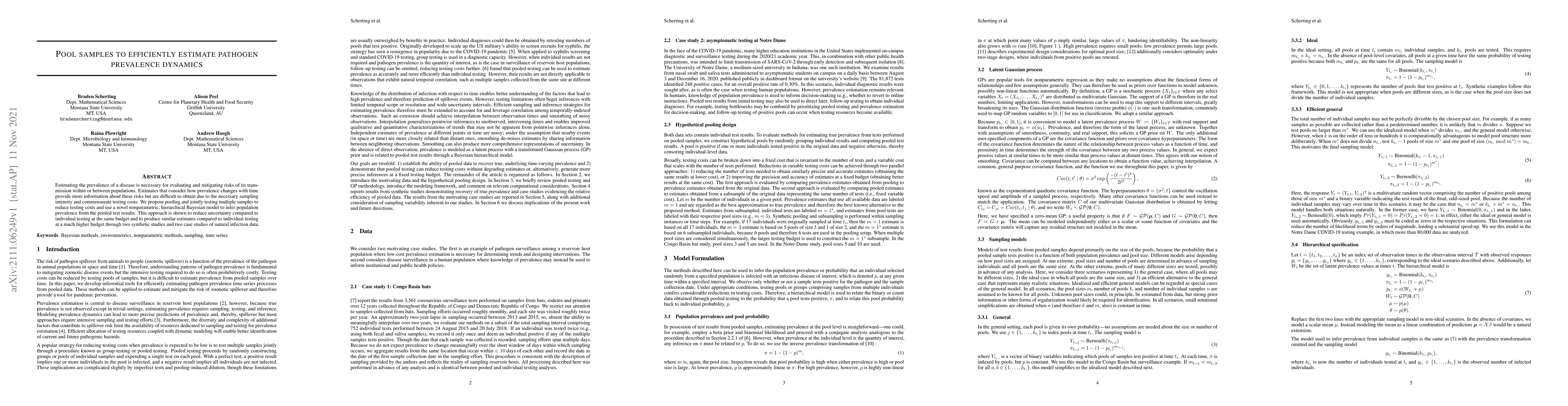 Thumbnail for Pool samples to efficiently estimate pathogen prevalence dynamics