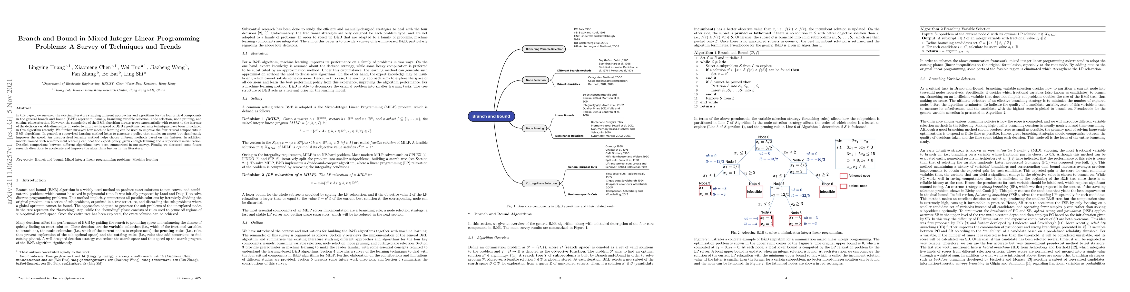 Thumbnail for Branch and Bound in Mixed Integer Linear Programming Problems: A Survey
  of Techniques and Trends