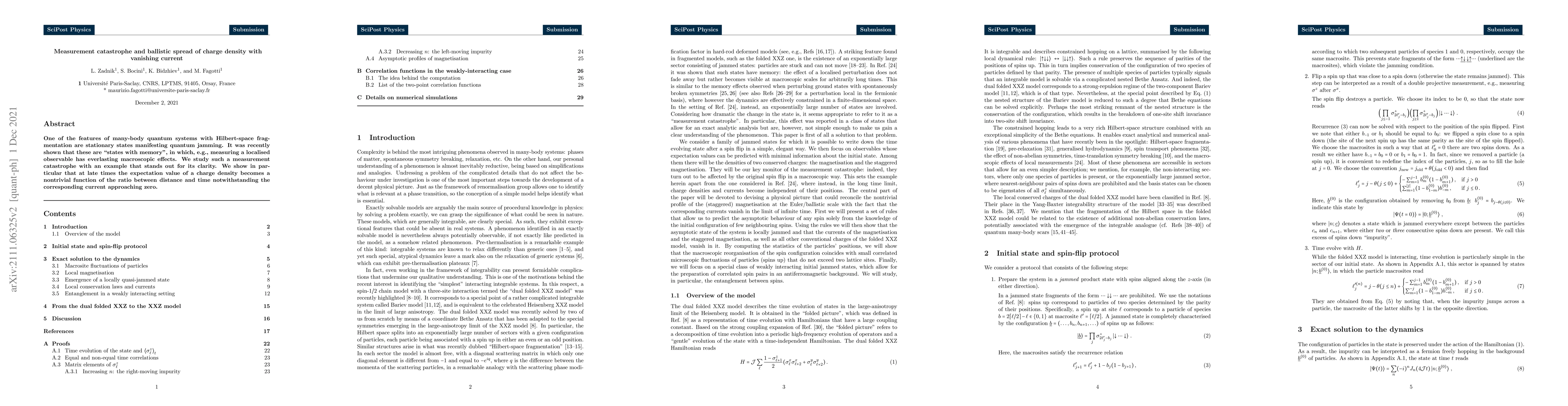 Thumbnail for Measurement catastrophe and ballistic spread of charge density with
  vanishing current