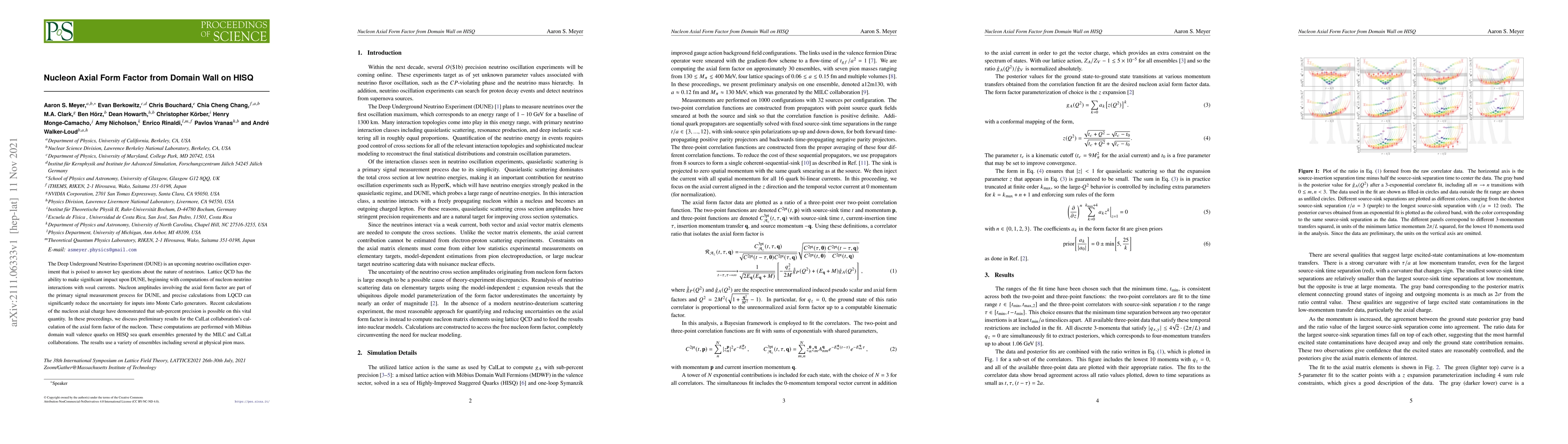 Thumbnail for Nucleon Axial Form Factor from Domain Wall on HISQ