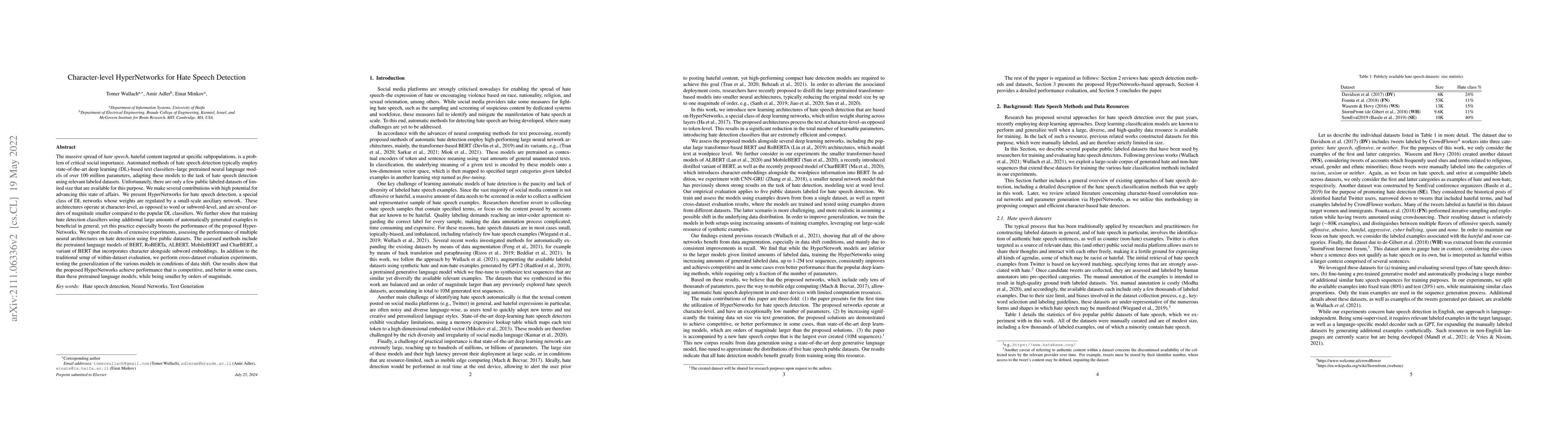 Thumbnail for Character-level HyperNetworks for Hate Speech Detection