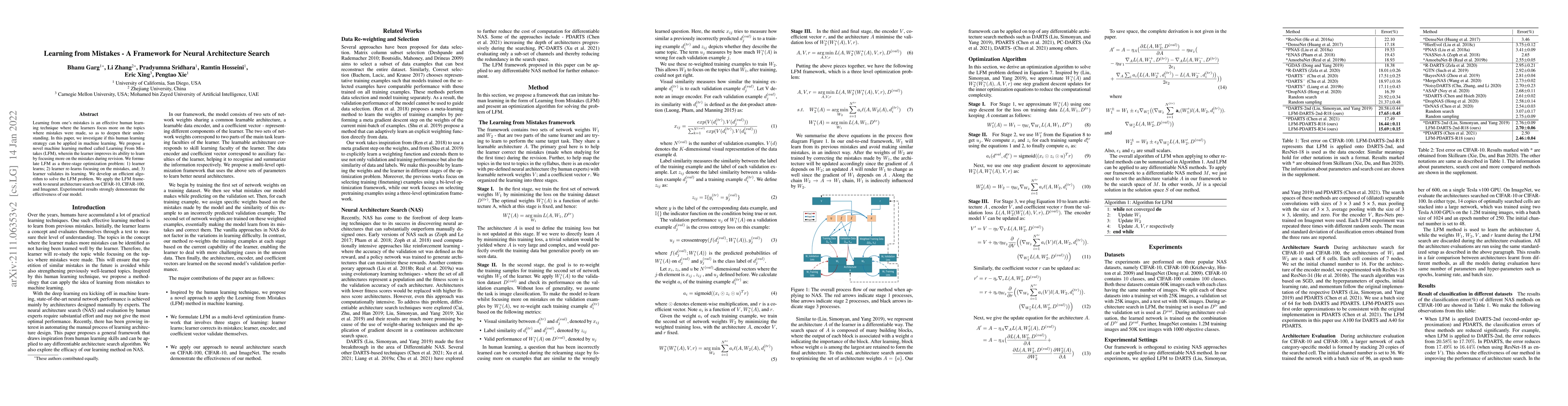 Thumbnail for Learning from Mistakes -- A Framework for Neural Architecture Search
