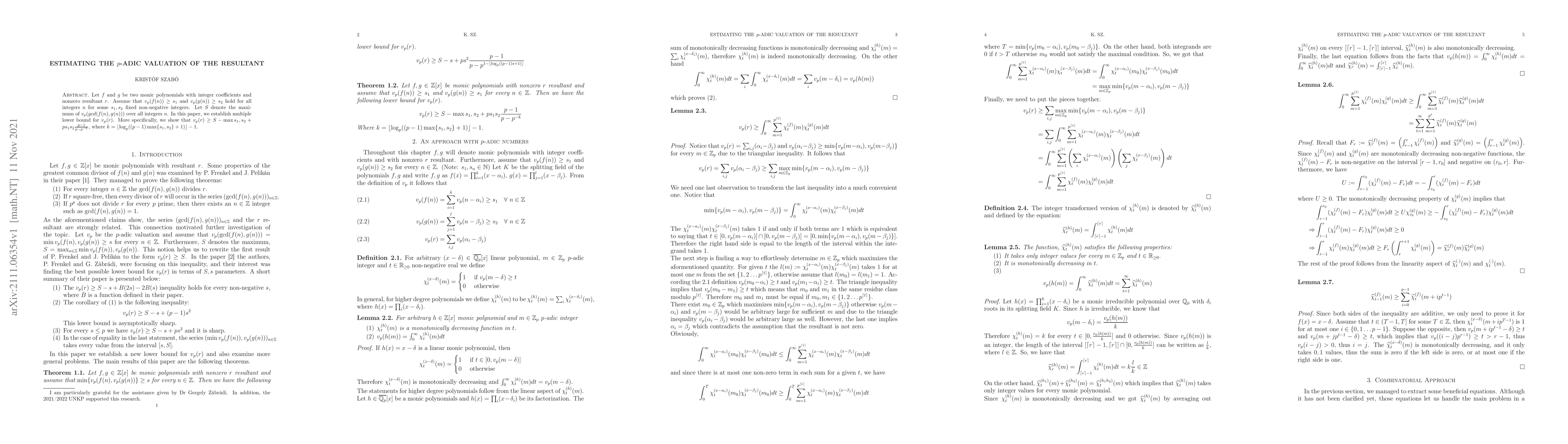 Thumbnail for Estimating the $p$-adic valuation of the resultant
