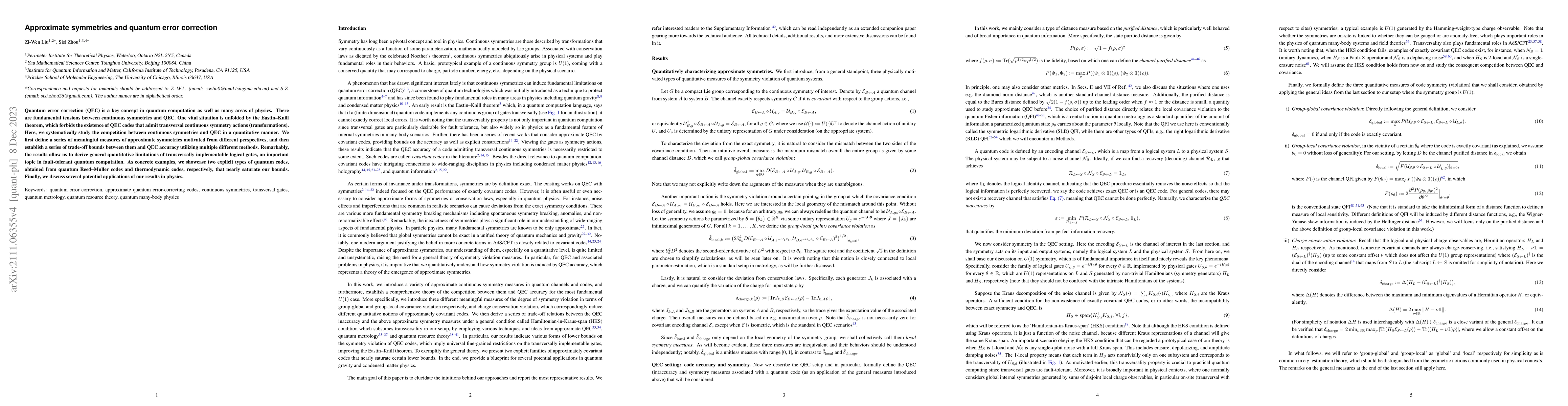 Thumbnail for Approximate symmetries and quantum error correction